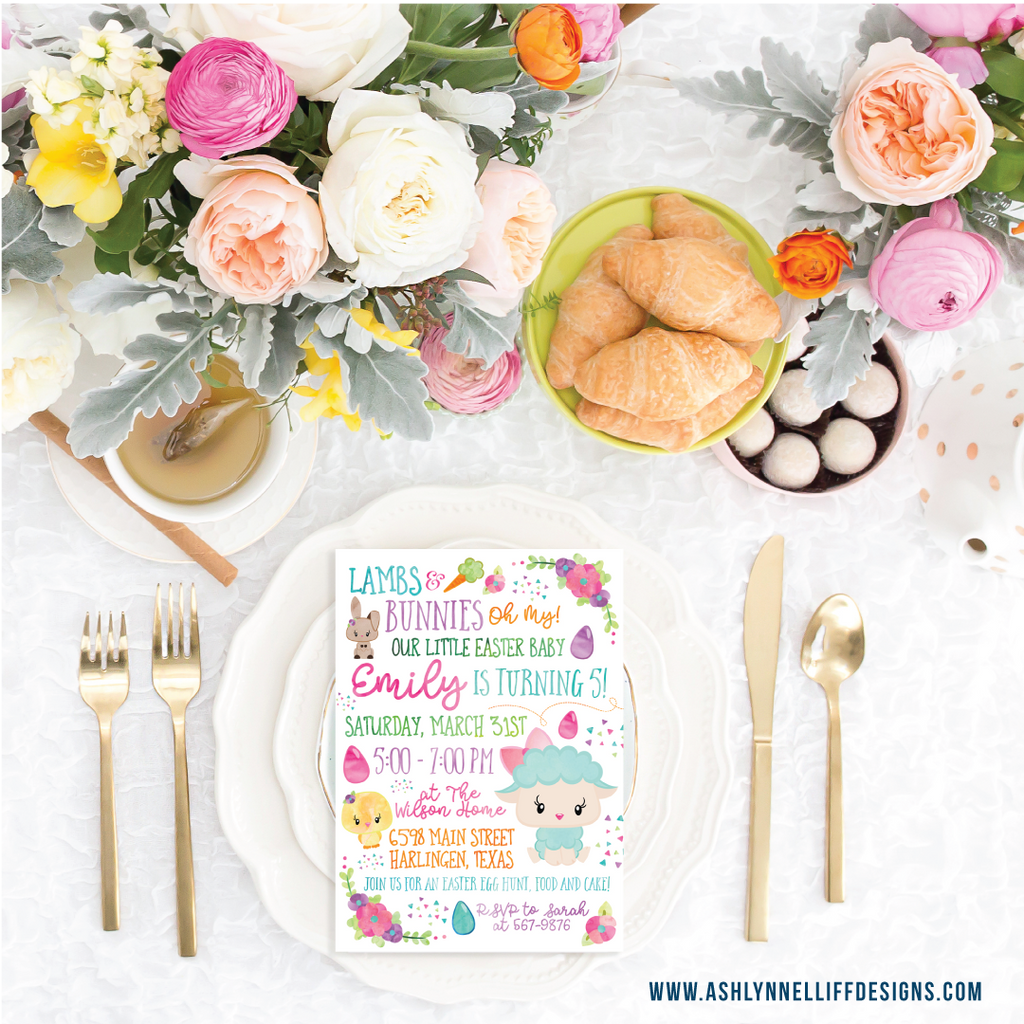 Easter birthday Invitations & Some Party Decoration Ideas!