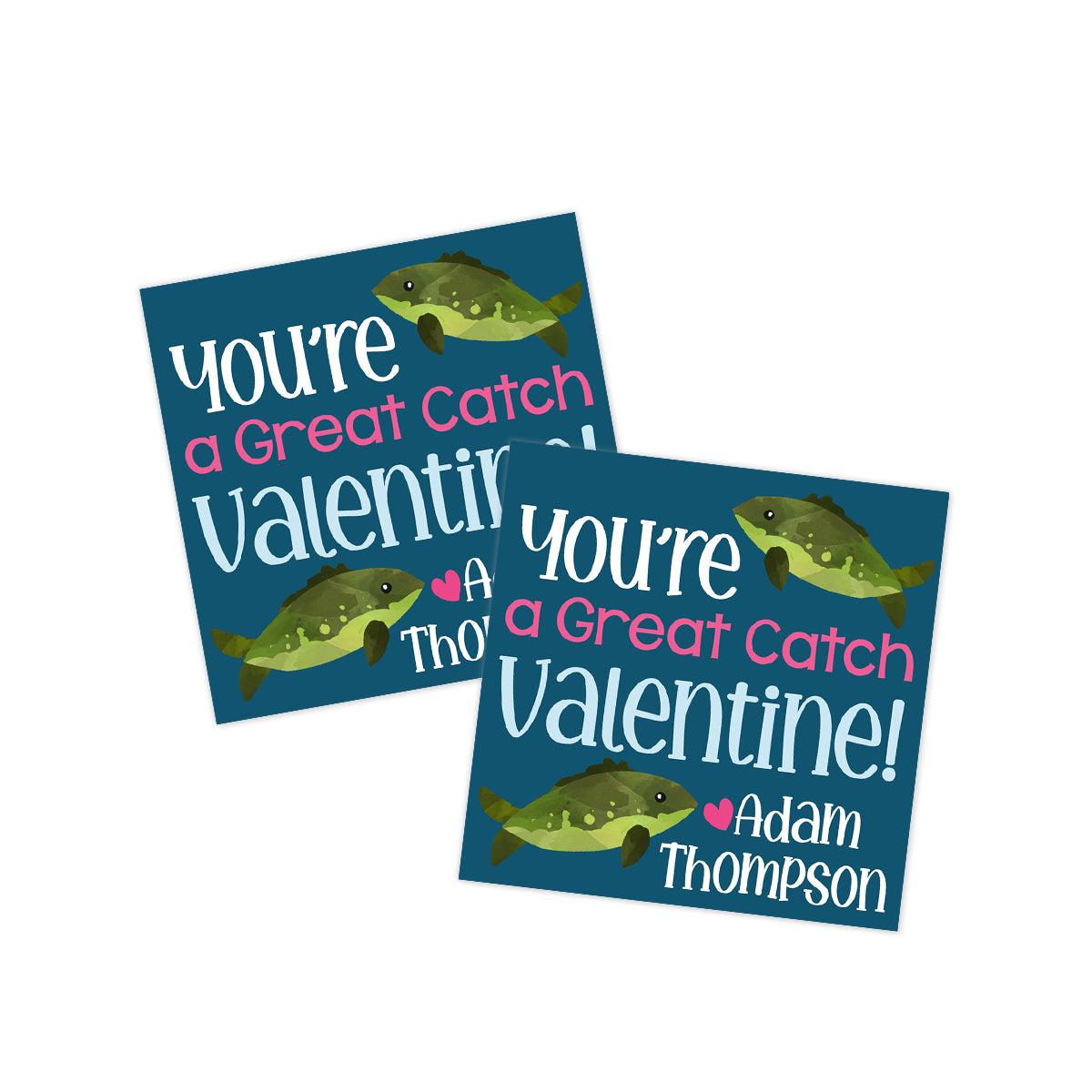 Printable Valentines Gift Tag for Kids, You're a great catch fish valentine  tag, School Classroom Valentines, Square Fishing Favor Tag 500 - Essem  Creatives
