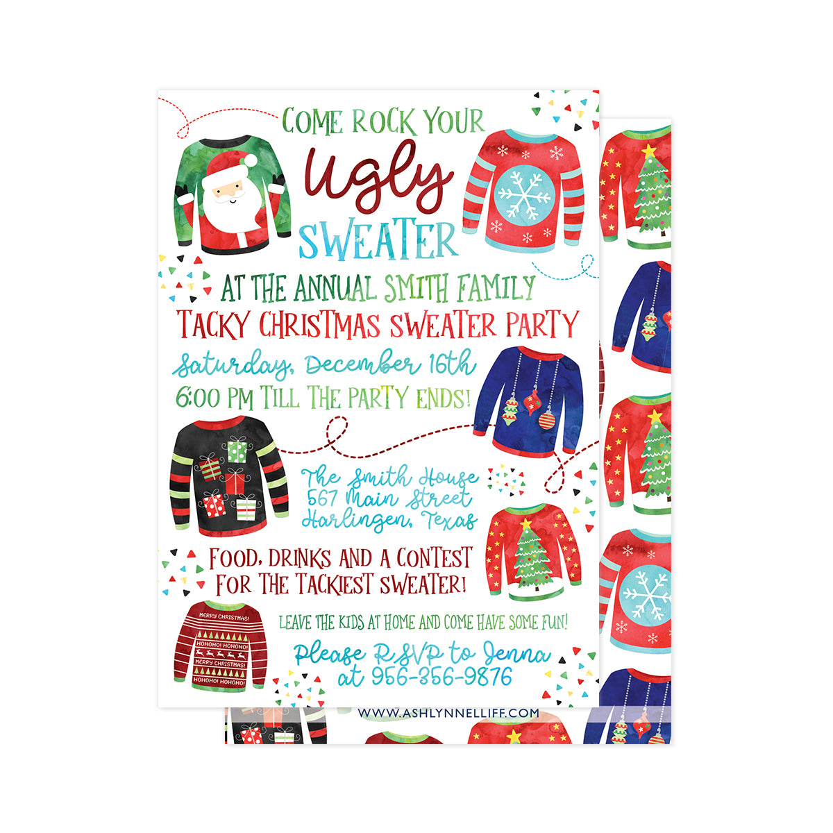 tacky christmas sweater invitations